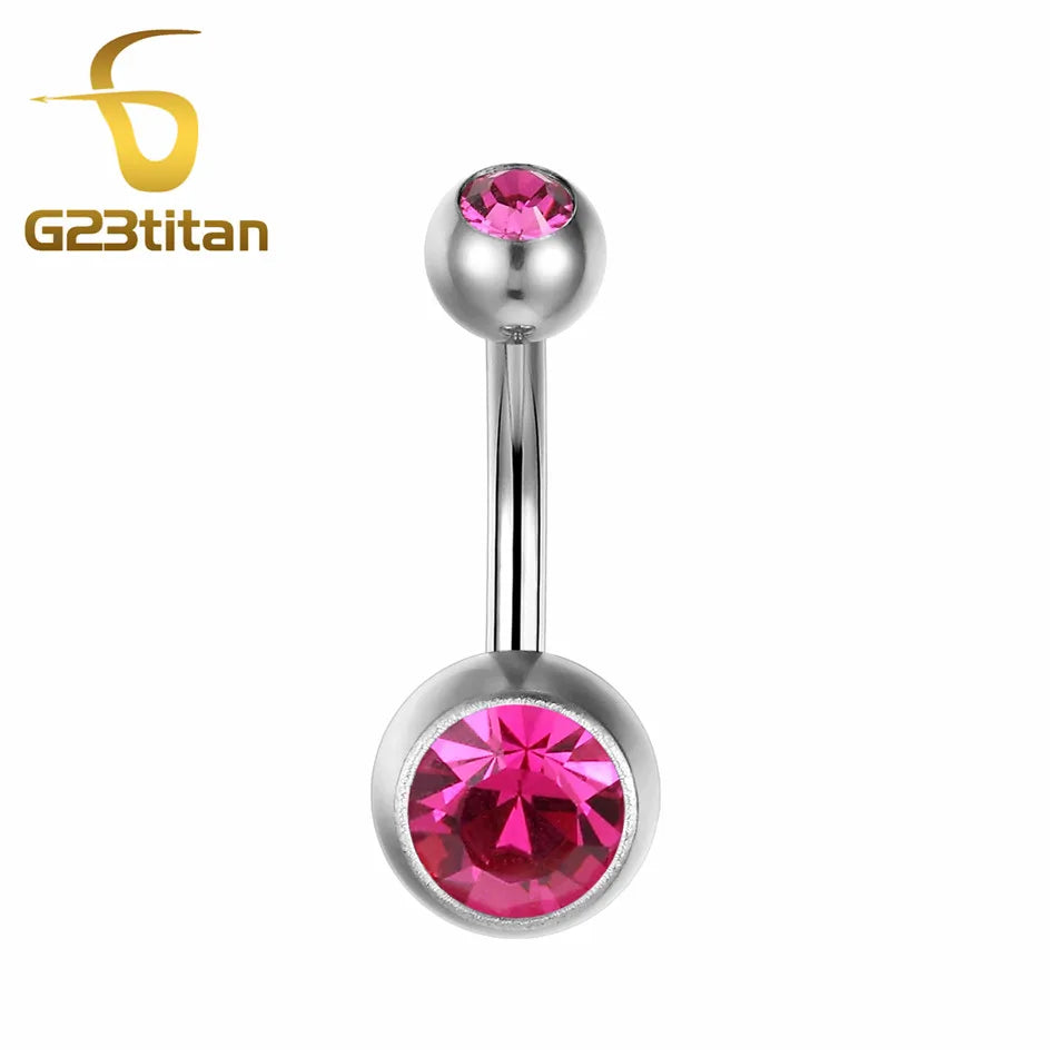 Women Sexy Summer Jewelry 14G Medical Titanium Barbell CZ Zircon Navel Piercing Bar 16G 10mm Belly Button Rings Pircing Ombligo