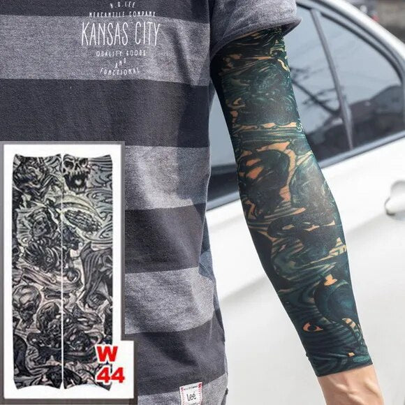1pc hot sale tattoo sleeve  styles elastic Fake 100%nylon Arm stocking beloved girl Buddha Wolf Dragon design halloween cool men