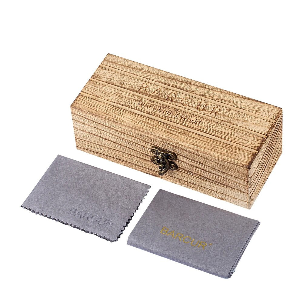 BARCUR Wood Gradient glass Women's Sunglasses Wooden Box free UV400 Protection Polarized oculos de sol feminino