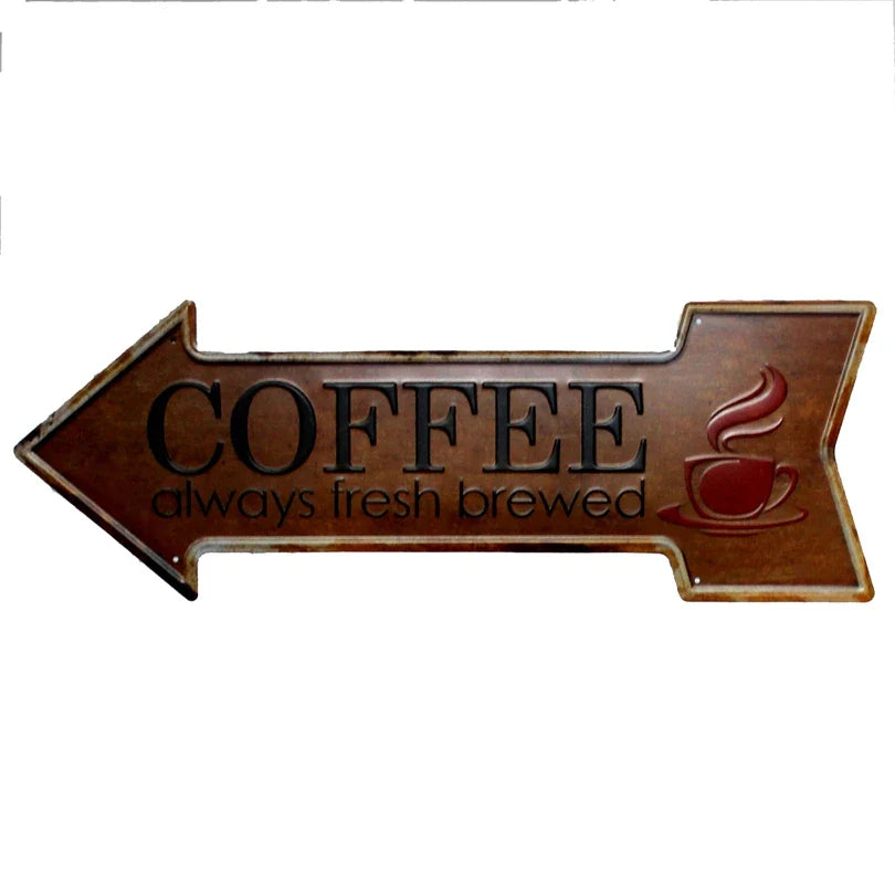 Restaurant Beach  Beer Bar Coffee Arrow Metal Irregular Tin Signs  Advertising Board Wall Pub Home Art Decor 42X10CM U-13