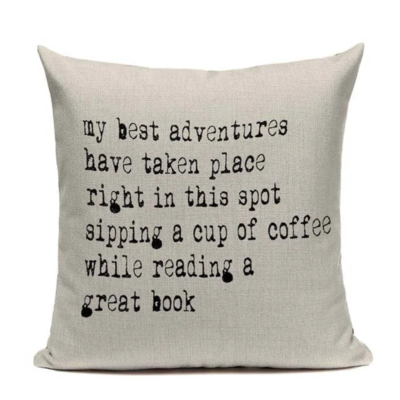 Cat Happy Reading More Book Cushion Cover Customized Linen  Pillowcase Home Sofa Decorative Custom Letter Throw Decor Cojines