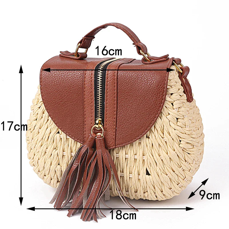 Designer Ladies Woven Knitting Messenger Crossbody Bags New Summer Bohemian Women Tassel Straw Beach Shoulder Bag