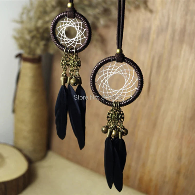 5cm Diameter small dream catcher indian feather dream catchers with jingle bells car home hanging best gift craft