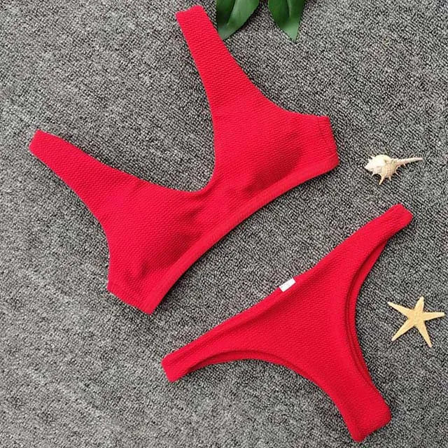 2024 Sexy White Ribbed Brazilian bikini Women Swimwear Female swimsuit Two pieces bikini Set Push up Bather bathing suit Swim