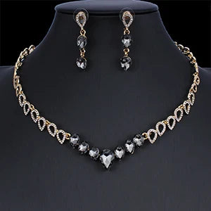 jiayijiaduo Crystal wedding jewelry set charm women's dress accessories small necklace earrings classic gift Gold color 2019 new