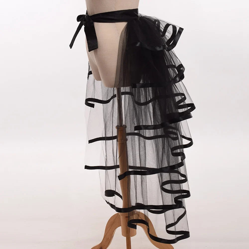 Steampunk Skirt Ruffles Tulle Overskirt Women Lady Gothic Punk Sexy Lolita Cocktail Party Puffy Mermaid Overskirts
