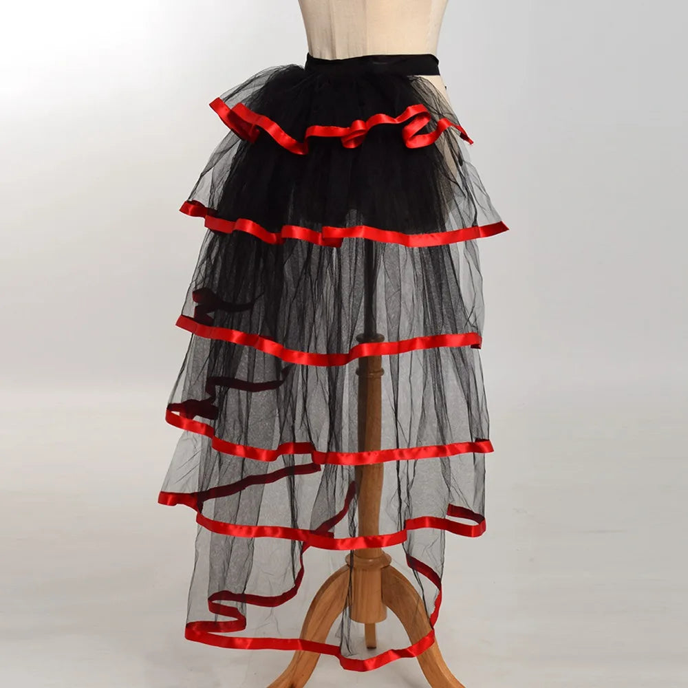 Steampunk Skirt Ruffles Tulle Overskirt Women Lady Gothic Punk Sexy Lolita Cocktail Party Puffy Mermaid Overskirts