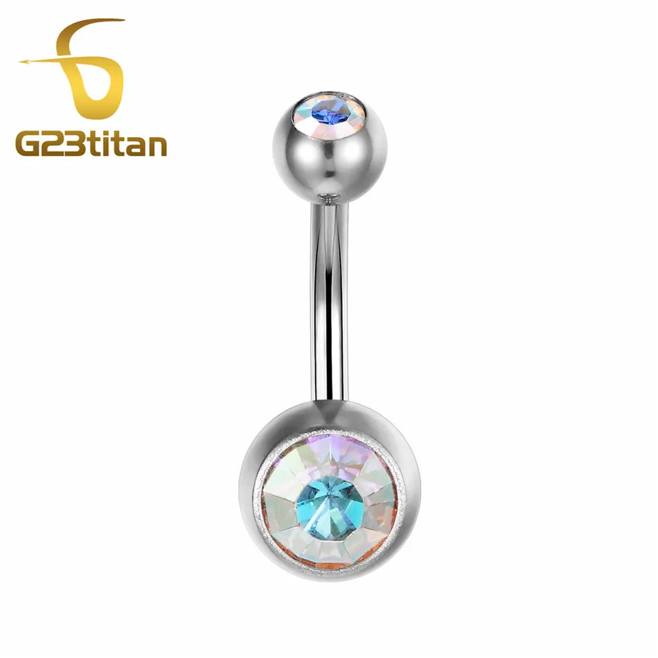 Women Sexy Summer Jewelry 14G Medical Titanium Barbell CZ Zircon Navel Piercing Bar 16G 10mm Belly Button Rings Pircing Ombligo