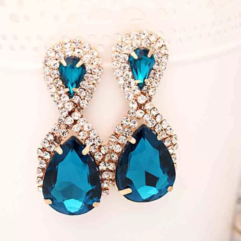 Hop Bijouterie Earring Studs Women's Droplets Shining Gold Silver Plated Crystal Drop Earrings Women Snowflake E017