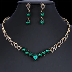jiayijiaduo Crystal wedding jewelry set charm women's dress accessories small necklace earrings classic gift Gold color 2019 new