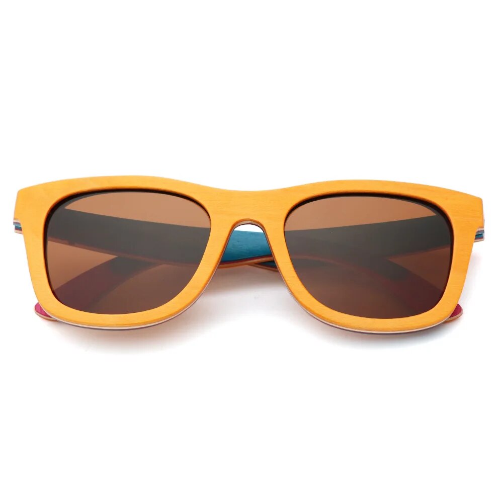 New Handmade Colored Wood Frame Multicolor Glasses Retro Fashion Square Women's Sunglasses Ultraviolet-proof TAC Sunglasses
