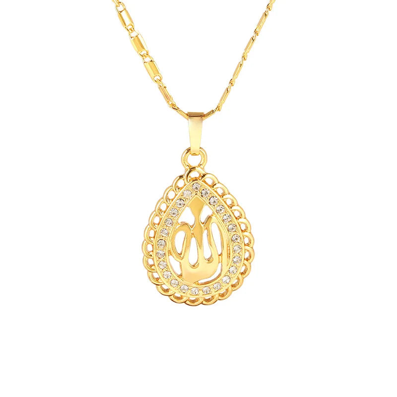 Fooderwerk Jewelry Middle Eastern Muslim Islam Allah Pendant Lady Heart Shaped Necklace Irish Women's Jewelry