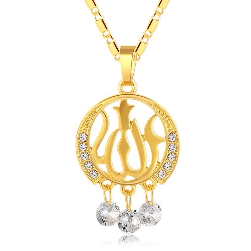Fooderwerk Jewelry Middle Eastern Muslim Islam Allah Pendant Lady Heart Shaped Necklace Irish Women's Jewelry