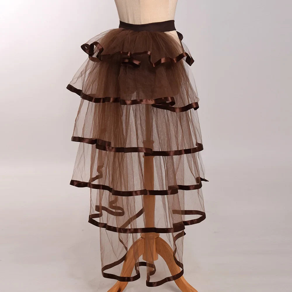 Steampunk Skirt Ruffles Tulle Overskirt Women Lady Gothic Punk Sexy Lolita Cocktail Party Puffy Mermaid Overskirts