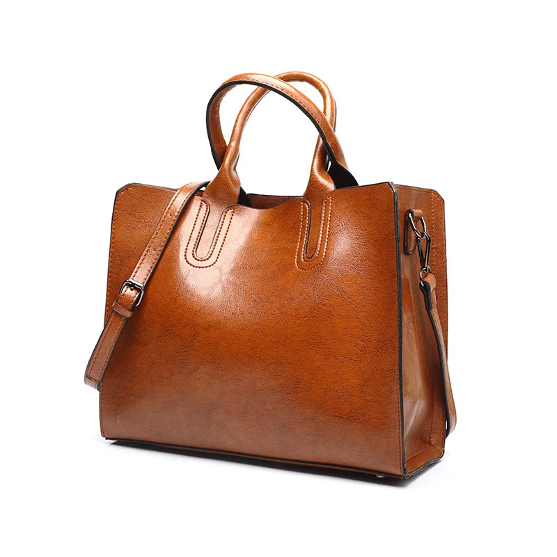 DIDA BEAR Women Leather Bags Vintage Handbag Casual Female Bag High Quality Trunk Tote Ladies Shoulder Bag Large Messenger bag