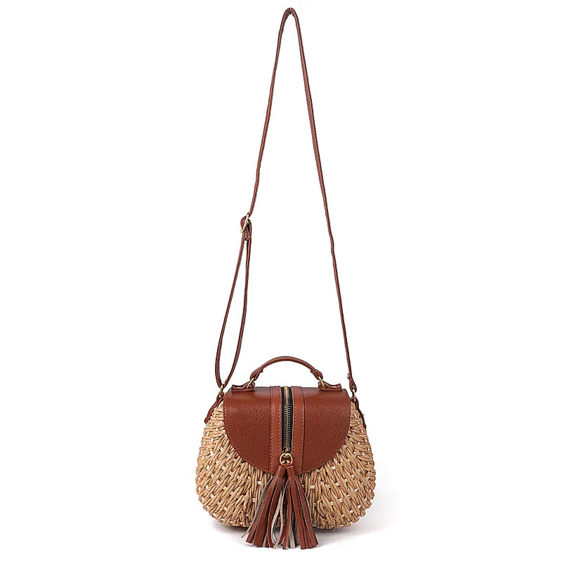 Designer Ladies Woven Knitting Messenger Crossbody Bags New Summer Bohemian Women Tassel Straw Beach Shoulder Bag