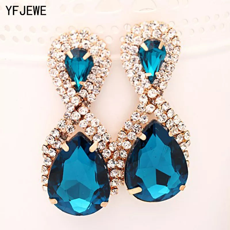 Hop Bijouterie Earring Studs Women's Droplets Shining Gold Silver Plated Crystal Drop Earrings Women Snowflake E017