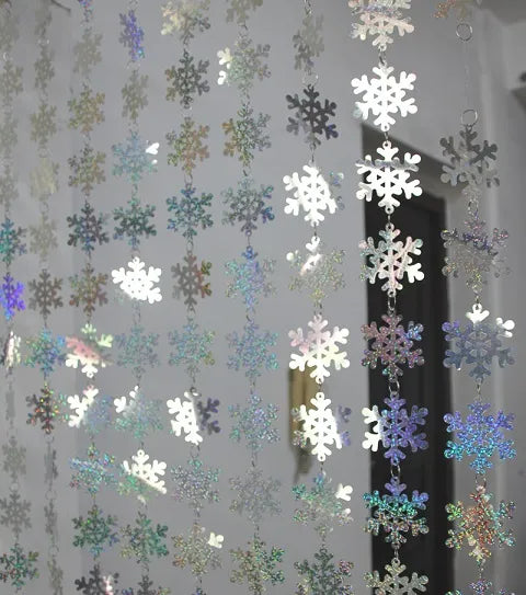 Christmas Decoration Home Curtain Snowflakes Laser sequins PVC Glitter Door Curtain Christmas tree Ornaments