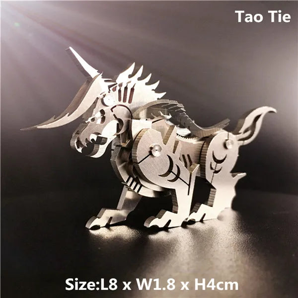 3D Metal Model Chinese Zodiac Dinosaurs western fire dragon  DIY Assembly models Toys Collection Desktop For Adult
