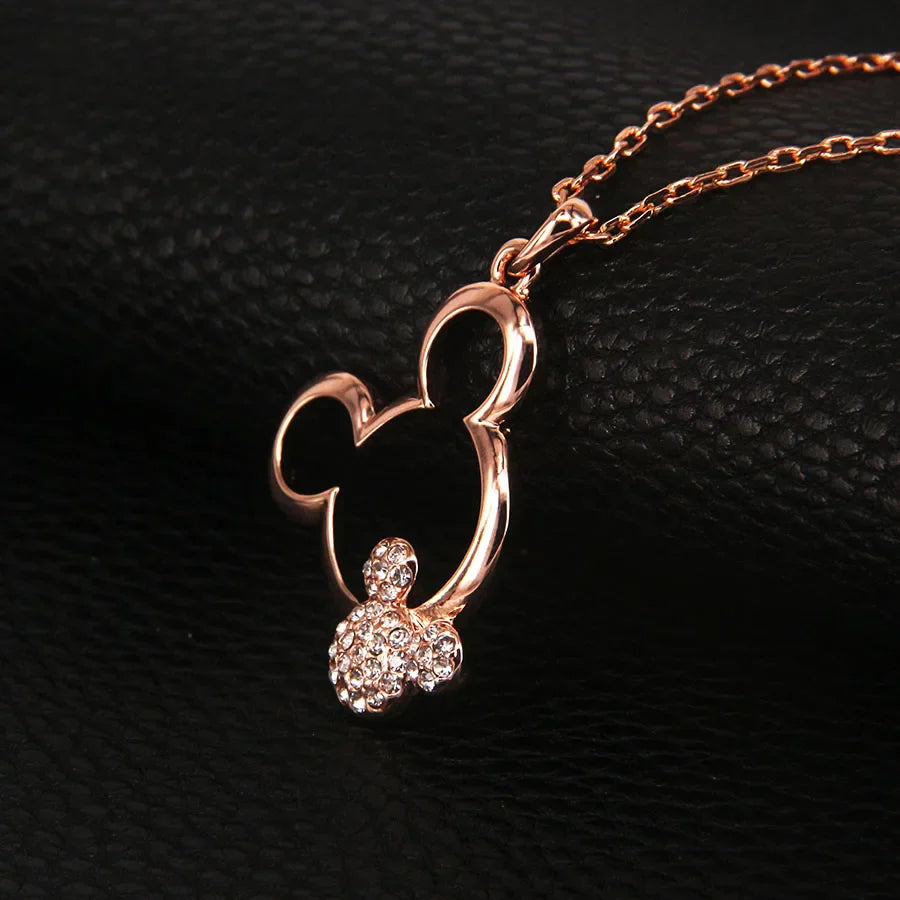 Fashion Austrian Rhinestone Cute Child Crystal Mickey Necklace