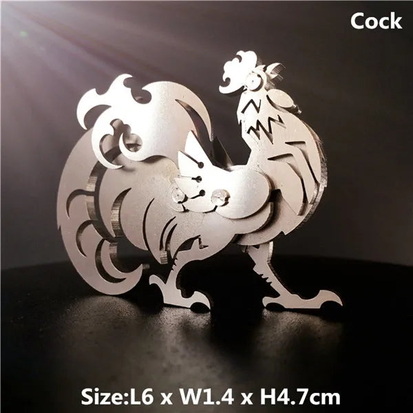 3D Metal Model Chinese Zodiac Dinosaurs western fire dragon  DIY Assembly models Toys Collection Desktop For Adult