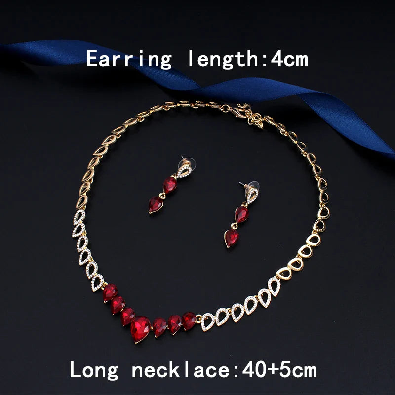jiayijiaduo Crystal wedding jewelry set charm women's dress accessories small necklace earrings classic gift Gold color 2019 new