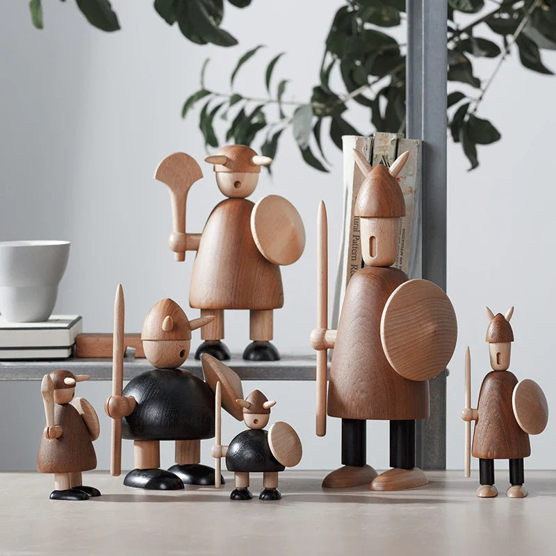 Original Wood Carving Vikings Home Decoration as for Creative Christmas Birthday Gift to Decor Interior Living Room  Figurines
