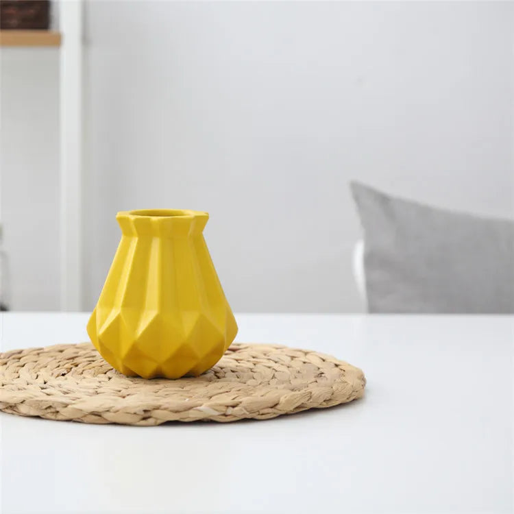 Nordic Porcelain Vase Matt Ceramic Vases Modern Flower Pot Diamond Plant Pot Study Hallway Home Decor Living Room Decoration