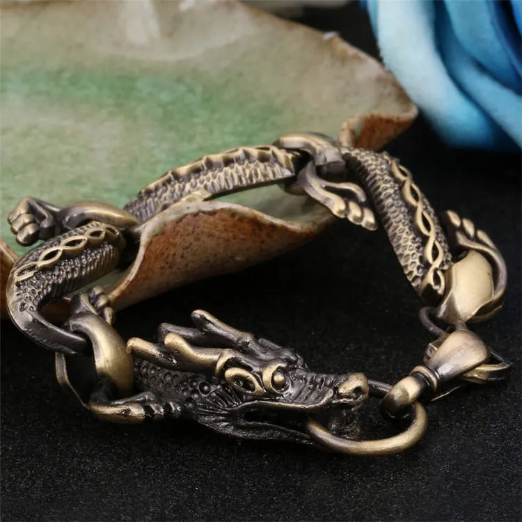 Black Fire Dragon Beads Bracelets Men Vintage Halloween Jewelry Alloy Metal Bracelets&Bangles Homme Drop Shipping
