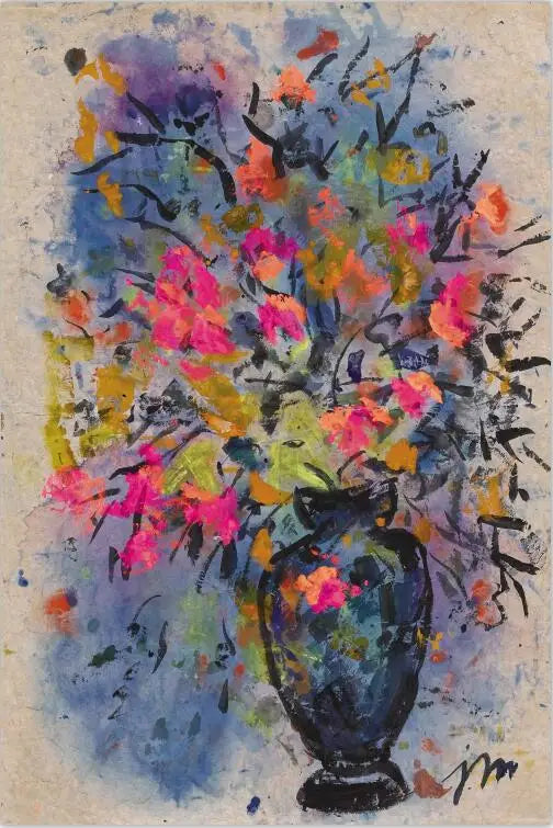 YWDECOR Modern Abstract Flower in a Vase Orchid Canvas Painting Print on Canvas Wall Art Picture Poster Living Room Home Decor