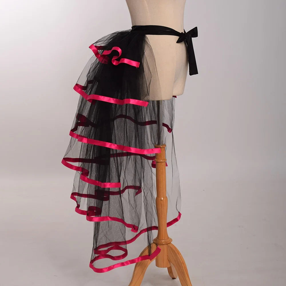 Steampunk Skirt Ruffles Tulle Overskirt Women Lady Gothic Punk Sexy Lolita Cocktail Party Puffy Mermaid Overskirts