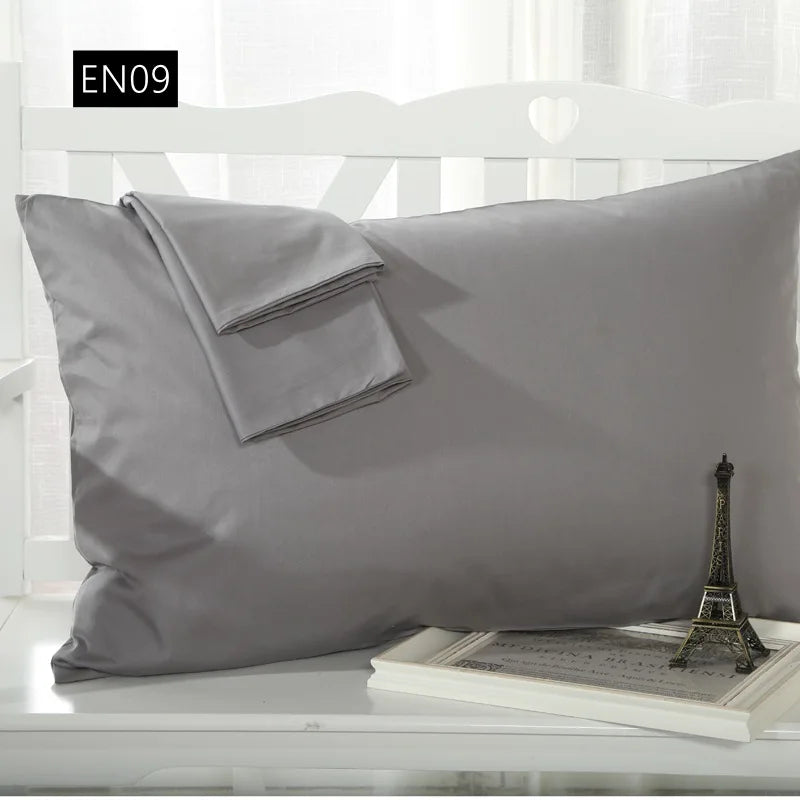 2 piece Cotton 600TC Hotel Pillowcase 19 Solid color pillow case Bedding 70x70cm 50x70 pillow cover Customize any size