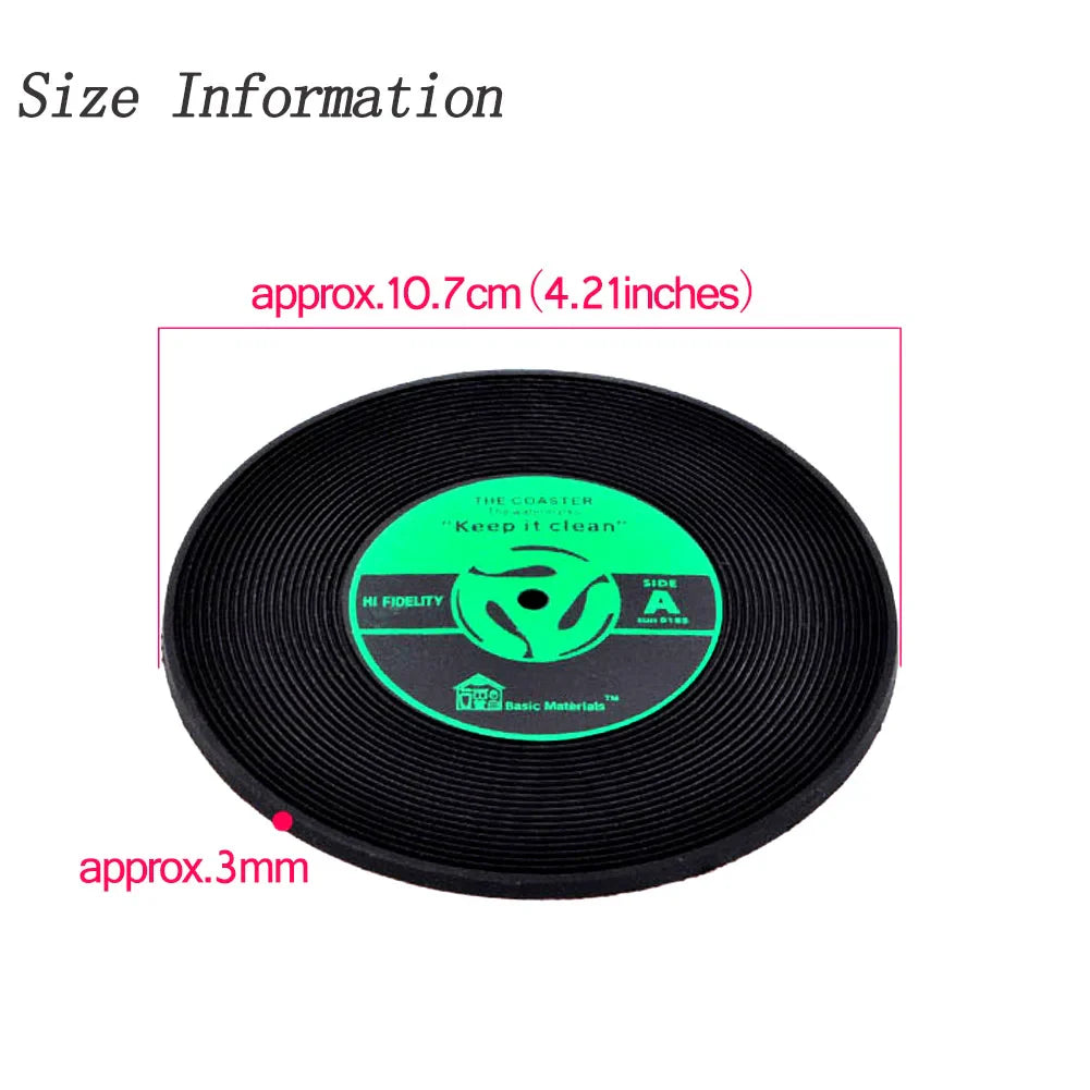 1/4Pcs/set  Retro glass coaster set Vinyl Record Drinks Mat Coasters Table Cup Mat Coffee Placemat PVC drinks Home Decor coaster