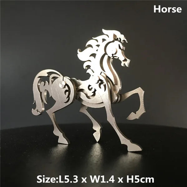 3D Metal Model Chinese Zodiac Dinosaurs western fire dragon  DIY Assembly models Toys Collection Desktop For Adult
