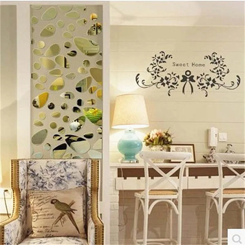 12pcs/set 3d Diy wall sticker decoration mirror wall stickers for TV background home decor Modern Acrylic decoration wall art