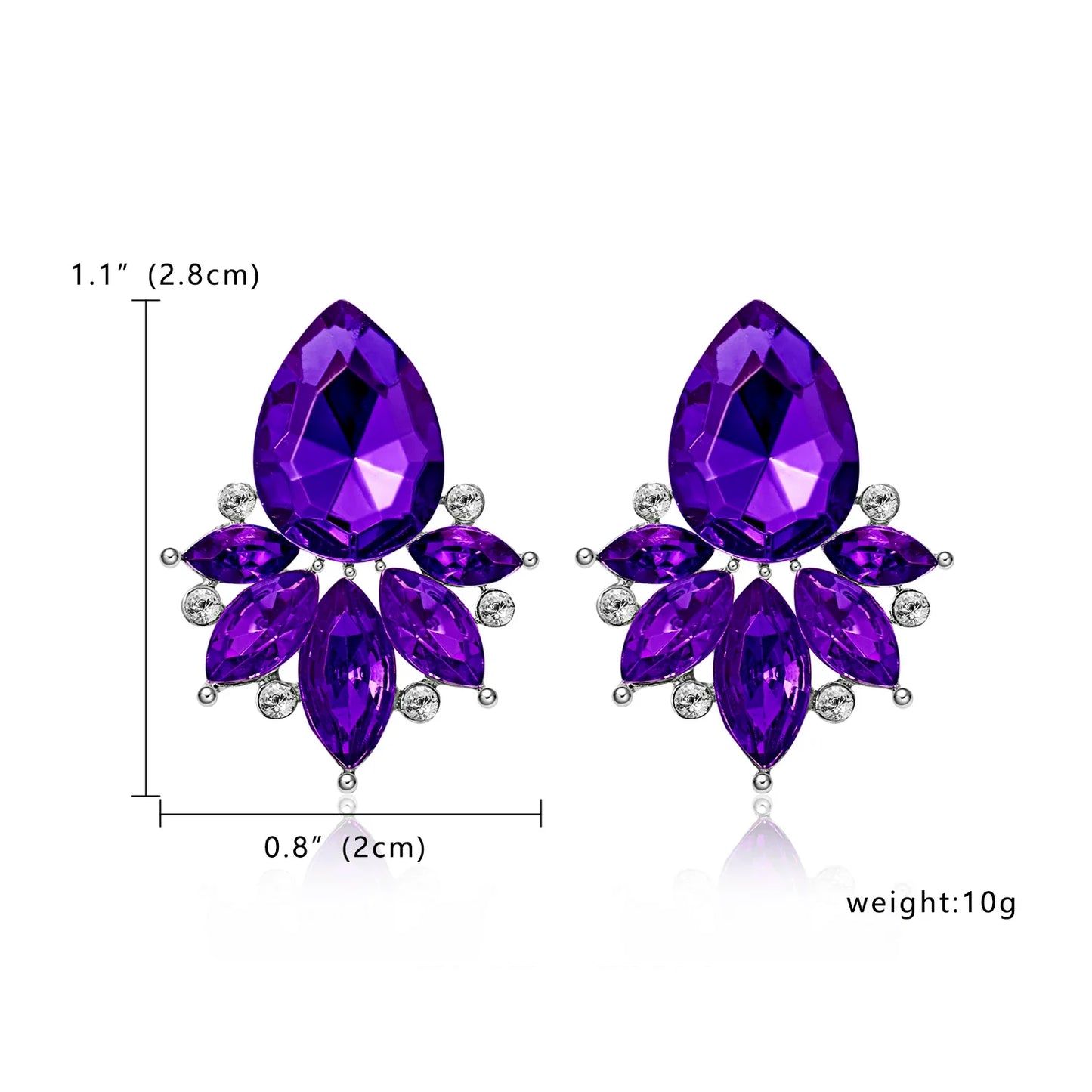 Women Fashion Crystal Dangle Earrings Sweet Water Drop Flower Geometry Statement Studded Jewelry Female Gift