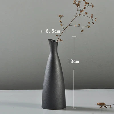 Modern Ceramic Vase Creative Black Tabletop Thydroponic Containers Flower Pot Home Decor Crafts Wedding Decoration