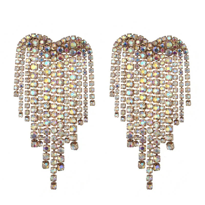 Trending Luxury Rhinestone Earrings Statement Shine Heart Chandelier Earrings