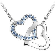 shine rhinestone Double Heart pendant necklace fashion jewelry wedding lover party top quality dropshipping romantic summer gift