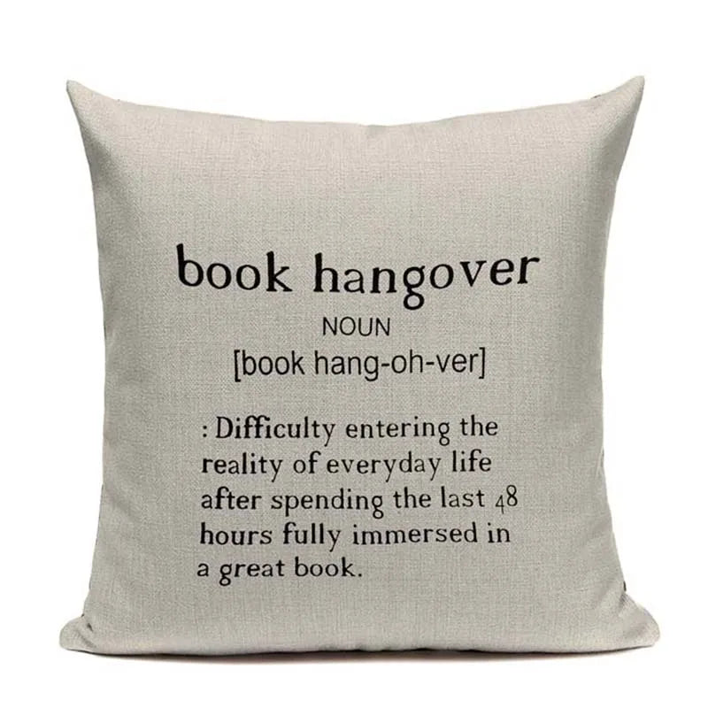 Cat Happy Reading More Book Cushion Cover Customized Linen  Pillowcase Home Sofa Decorative Custom Letter Throw Decor Cojines