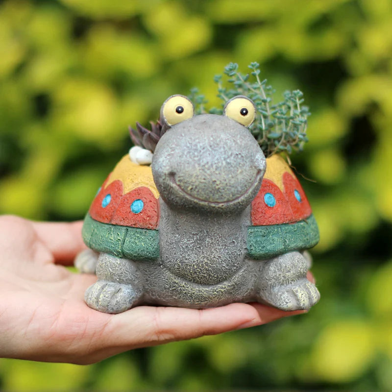 Cute Cartoon Turtle Planter for Succulents Cactus Plants, Decorative Flower Pot for Mini Bonsai, Fairy Garden Tabletop Decor