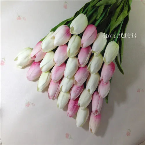 Free Shipping 31PCS/LOT PU Mini Tulip Artificial Flower Real Touch Wedding Floral Bouquet Christmas Home Party Decoration Gifts