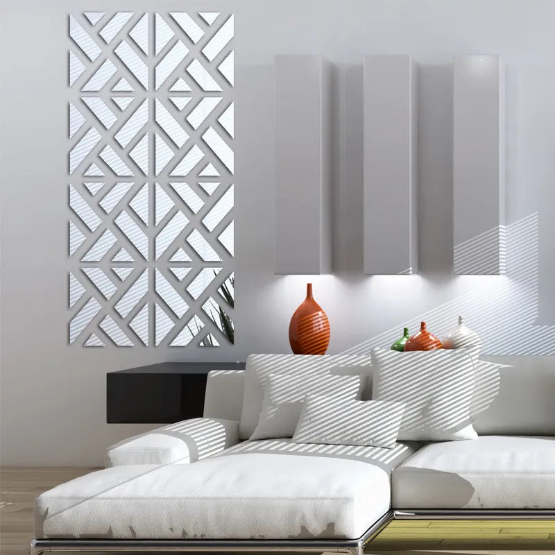 new wall stickers big 3d Decorative stickers living home modern acrylic large mirror pattern surface diy real