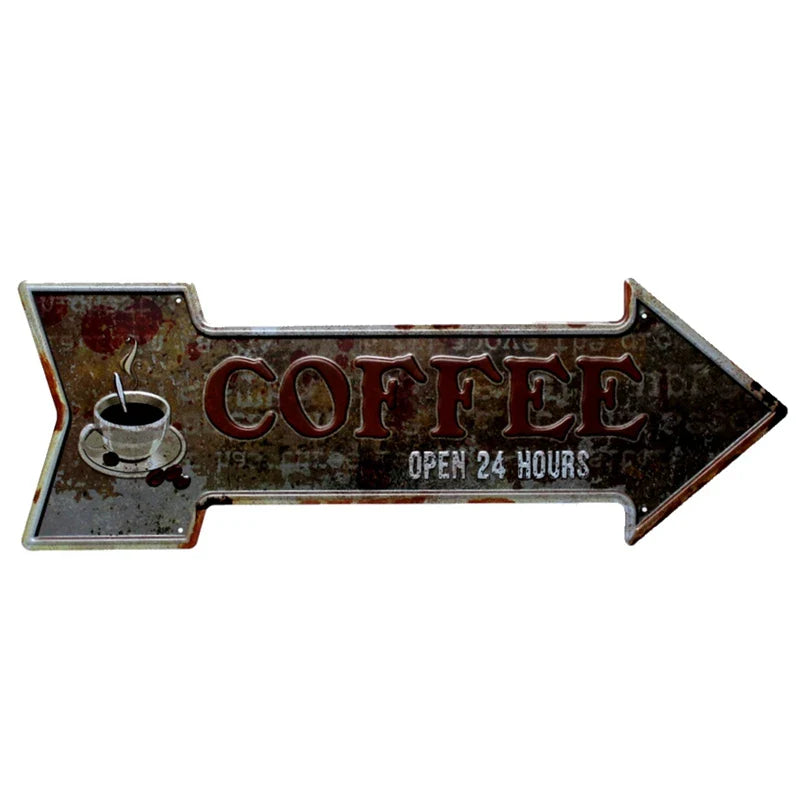 Restaurant Beach  Beer Bar Coffee Arrow Metal Irregular Tin Signs  Advertising Board Wall Pub Home Art Decor 42X10CM U-13