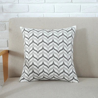 Home Decor Emboridered Cushion Cover Grey Pink Geometric Canvas Cotton Suqare Embroidery Pillow Cover 45x45cm