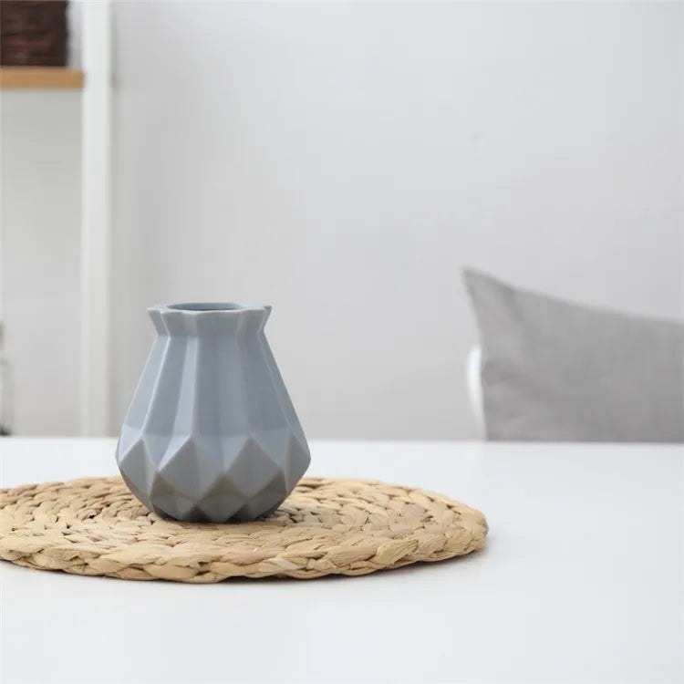 Nordic Porcelain Vase Matt Ceramic Vases Modern Flower Pot Diamond Plant Pot Study Hallway Home Decor Living Room Decoration