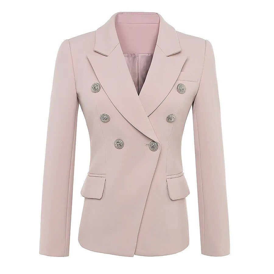 HIGH QUALITY New Fashion 2023 Baroque Designer Blazer Women's Long Sleeve Double Breasted Metal Lion Buttons Blazer Jacket Outer