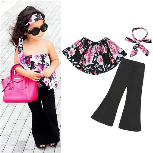 Children Sets for Girls Fashion 2025 New Style Girls Suits for Children Girls + Headband 3pcs. Set Cute Girls
