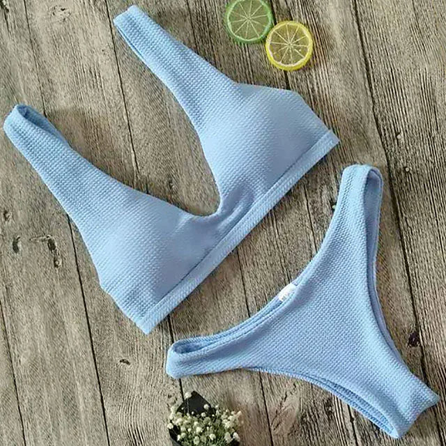 2024 Sexy White Ribbed Brazilian bikini Women Swimwear Female swimsuit Two pieces bikini Set Push up Bather bathing suit Swim