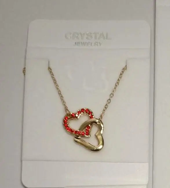 shine rhinestone Double Heart pendant necklace fashion jewelry wedding lover party top quality dropshipping romantic summer gift